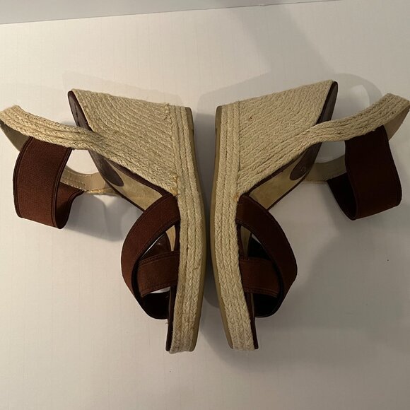 NINE WEST "Jaxson" Brown Fabric Wedge Jute Heel Espadrille Sandals ~ Size 10.5M - Picture 12 of 12